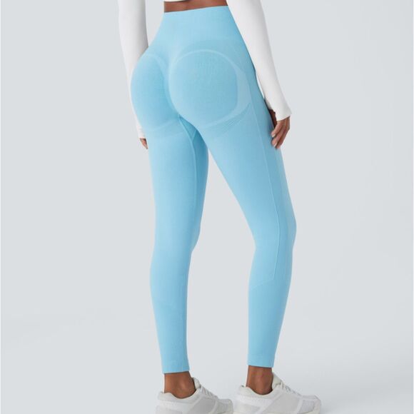 HALARA NWOT Seamless Flow High Waist Tummy Control Butt Lift Blue Leggings Large - Picture 1 of 11